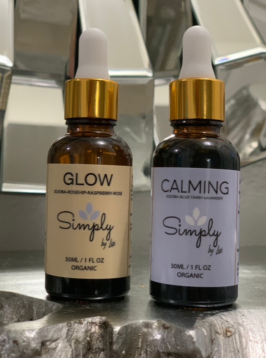 Calming: Amazing to calm sensitive skin Glow: works great to prevent wrinkles and treat sun spots, also helps with skin hyperpigmentation